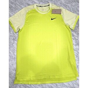 Nike Court Dri-FIT Advantage Tennis Top Yellow Green FD5319-389 mens Medium NEW